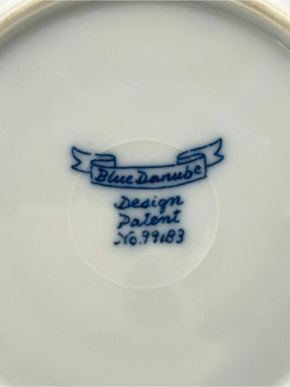 Blue Danube Set of 3 Teacup Saucers 5.5” Ribbon Banner Backstamp Farmhouse